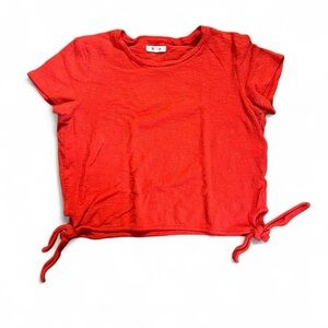 Women’s Madewell Red Tie-Hem Short Sleeve Top